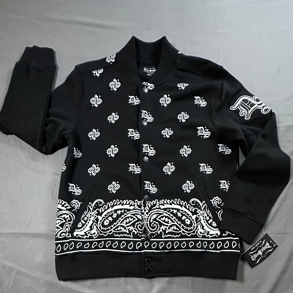 Dogg Supply by Snoop Dogg Mens Bandana Paisley Bomber Jacket Black‎ White Size-S